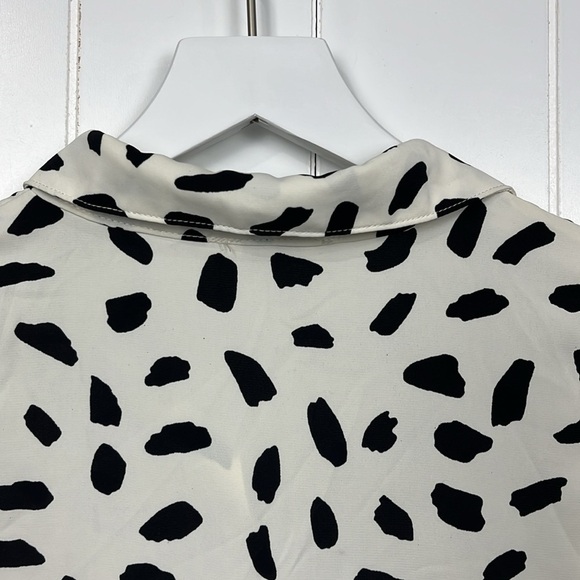 Umgee Womens Mini Dress S Off-White Black Dalmatian Print Sleeveless Boho Flowy - Picture 9 of 15